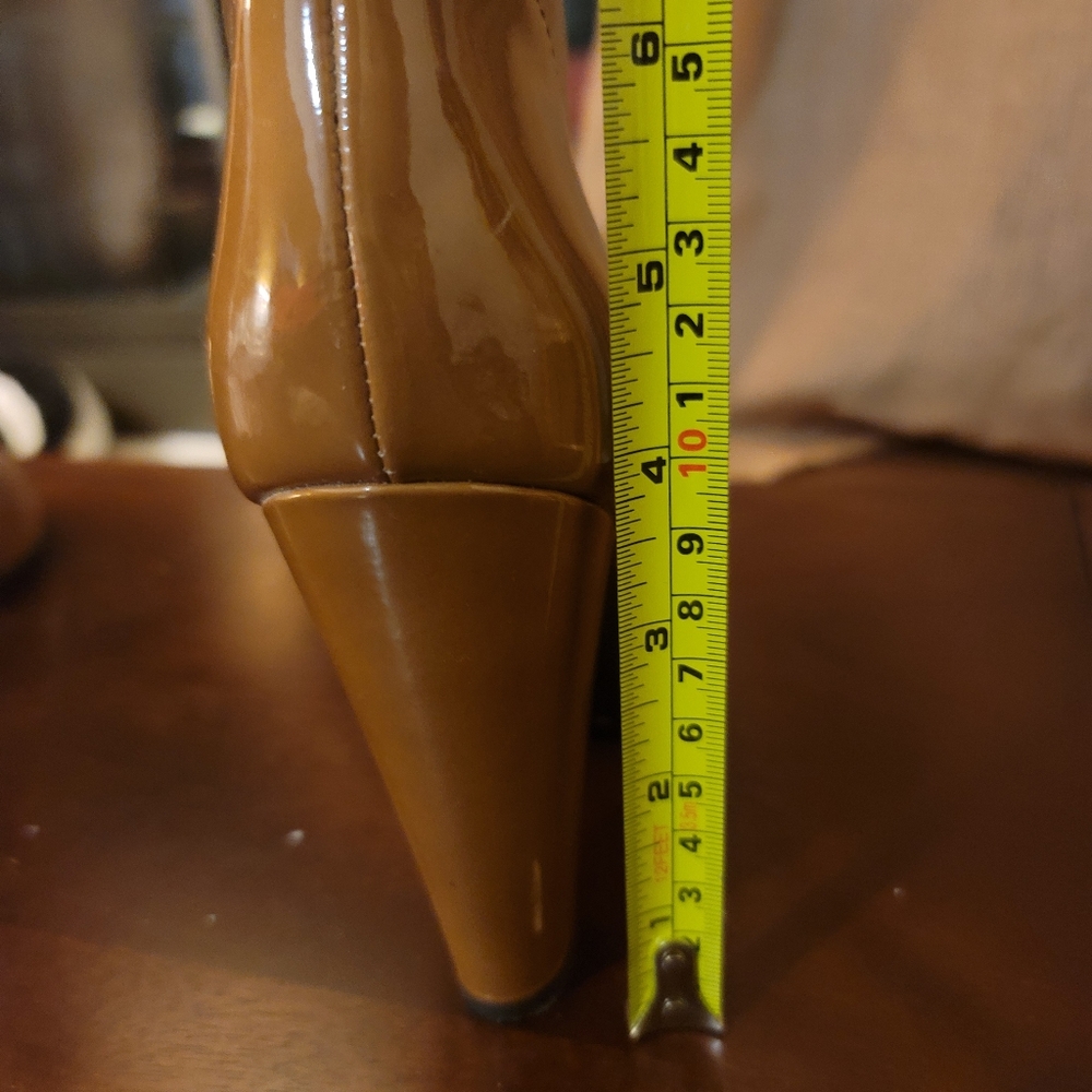 Burberry Ankle Boots Patent Brown Leather Black He - Picture 8 of 10
